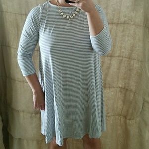 Hour Glass Lilly, gray striped long sleeve dress
